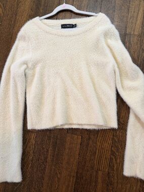 Balboa Girls' Cream Fuzzy Long-Sleeve Sweater Top